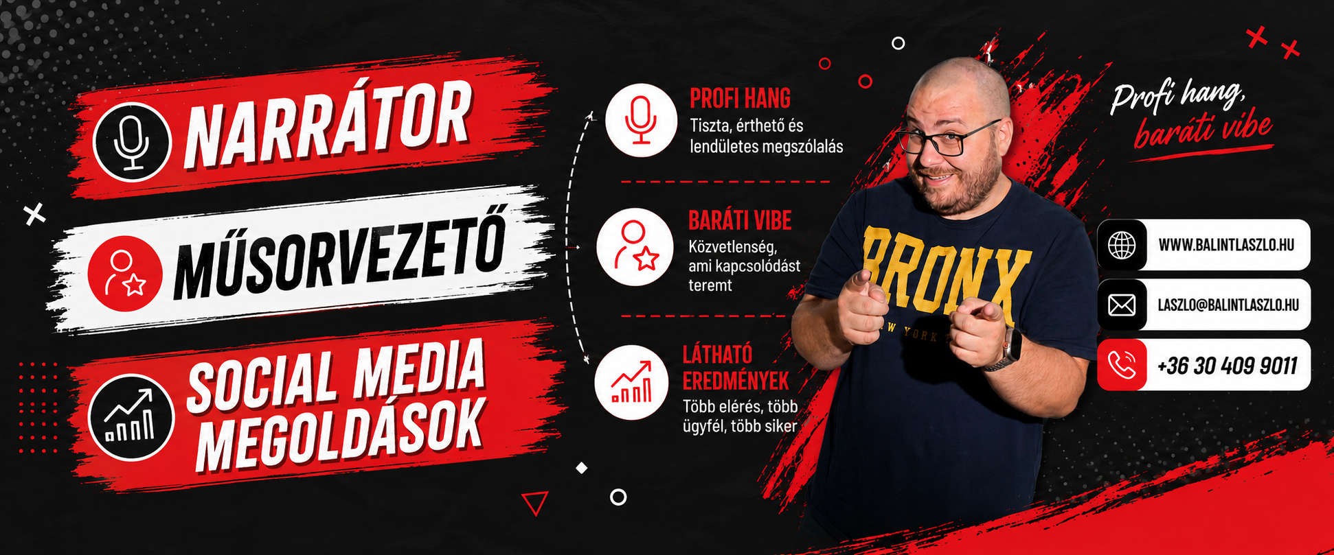 Bálint László – Narrátor, Műsorvezető, Social Media megoldások